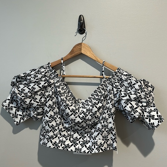 NWT Diane von Furstenberg DVF Margaret Cold Shoulder Crop Top - Picture 2 of 8